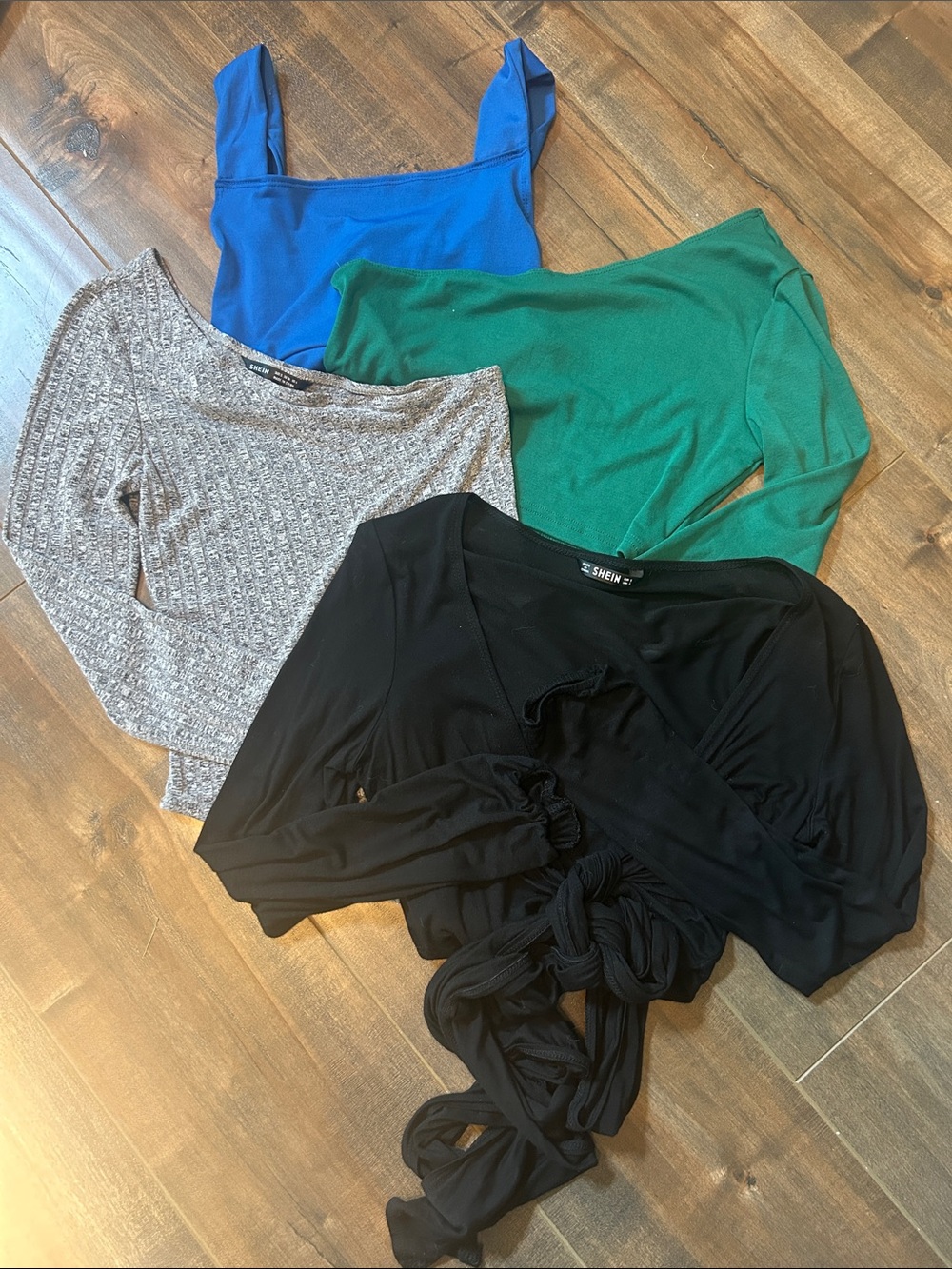 SHEIN Mixed-Color Women’s Crop Top Set - Black, Blue, Green, Gray